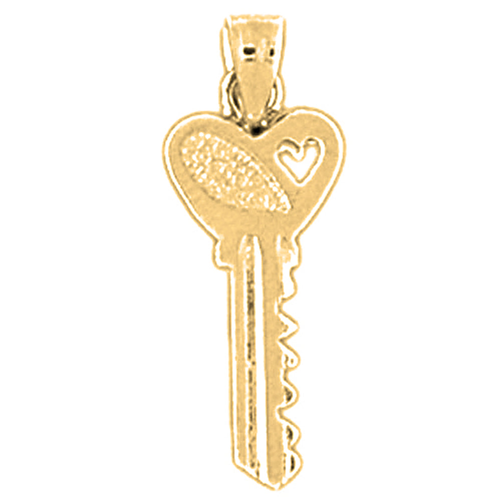 14K or 18K Gold Heart Key Pendant