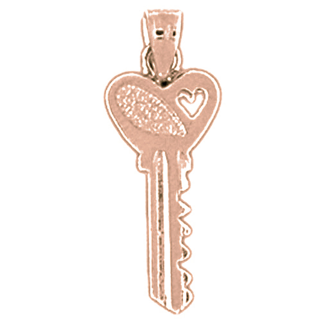 14K or 18K Gold Heart Key Pendant