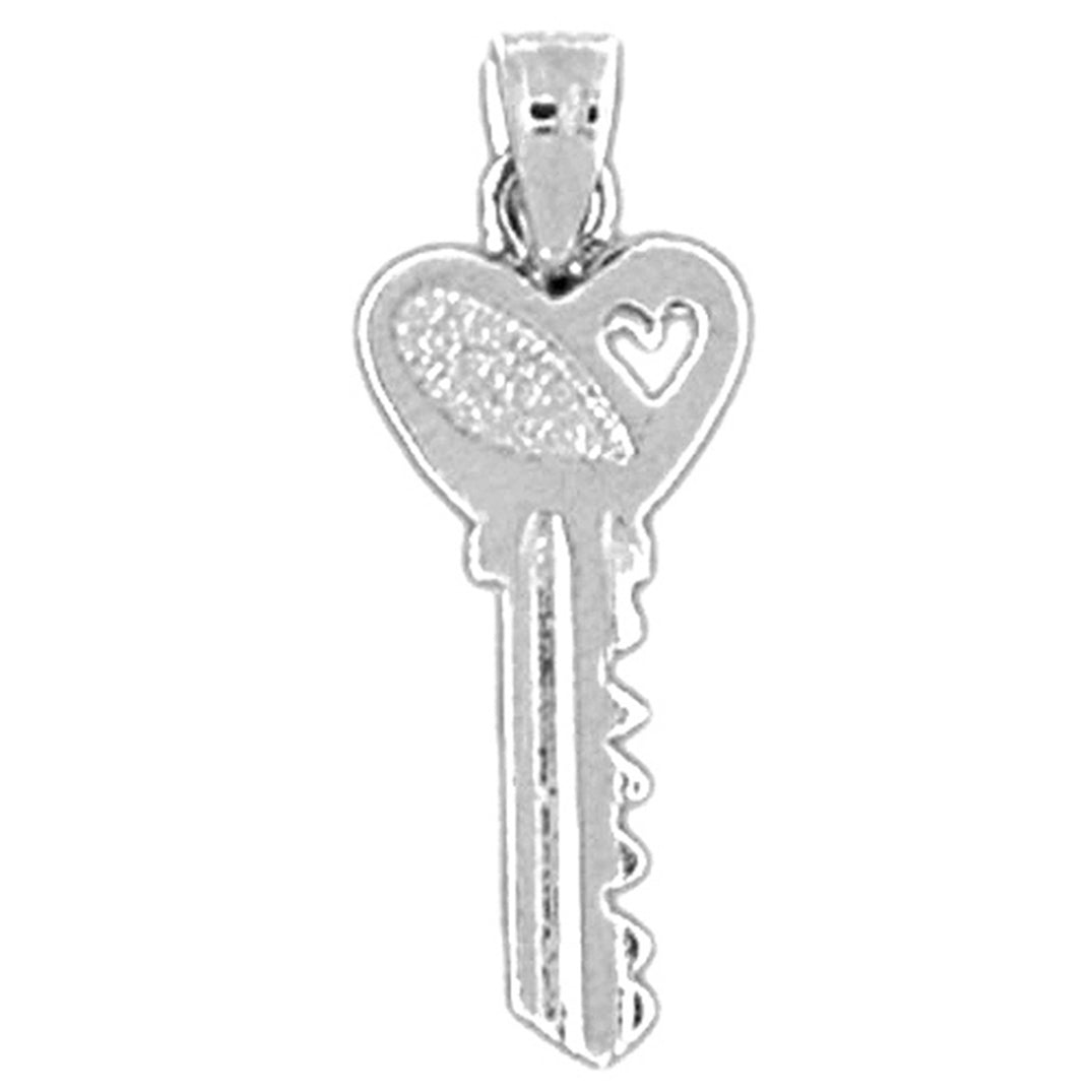 14K or 18K Gold Heart Key Pendant