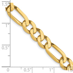 14 Karat Gelbgold, 7 mm, flache Figarokette