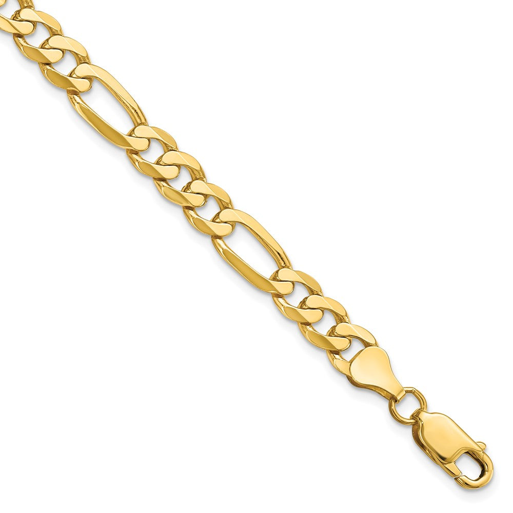 14K Yellow Gold 7mm Flat Figaro Chain