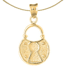 14K oder 18K Gold Vorhängeschloss, Schlossanhänger