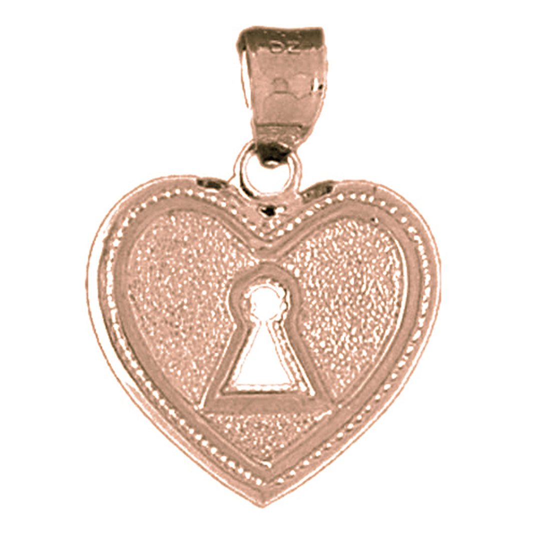 10K, 14K or 18K Gold Heart Padlock, Lock Pendant