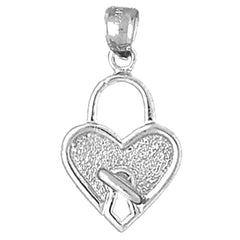 10K, 14K or 18K Gold Heart Padlock, Lock Pendant