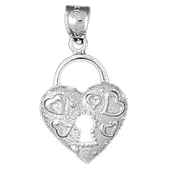10K, 14K or 18K Gold Heart Padlock, Lock Pendant