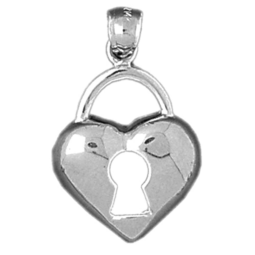 14K or 18K Gold Heart Padlock, Lock Pendant