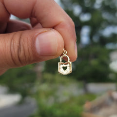 Candado de corazón de oro de 14K o 18K, colgante de cerradura