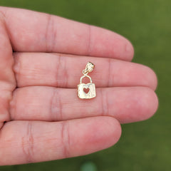 Candado de corazón de oro de 14K o 18K, colgante de cerradura