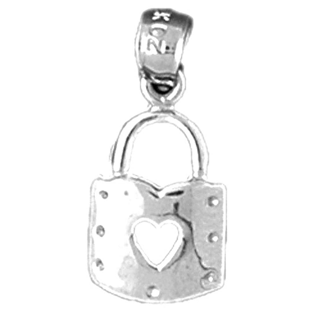 14K or 18K Gold Heart Padlock, Lock Pendant