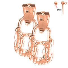 14K or 18K Gold 3D Padlock, Lock Earrings