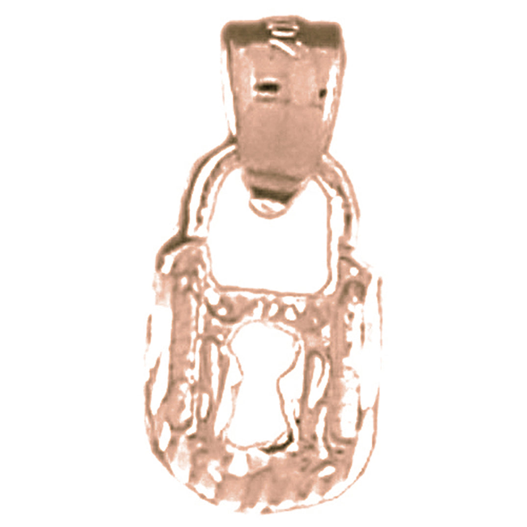 14K or 18K Gold 3D Padlock, Lock Pendant