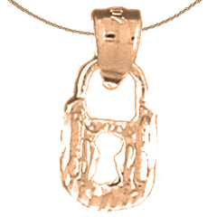 14K or 18K Gold 3D Padlock, Lock Pendant