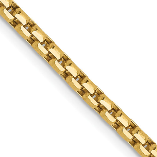 14K Yellow Gold 2.4mm Semi-Solid Diamond-cut Round Box Chain