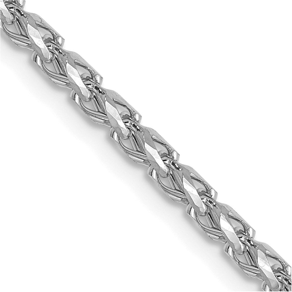 14K White Gold 2.1mm Diamond-cut Open Franco Chain