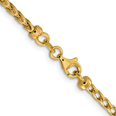14K Yellow Gold 2.45mm Diamond-cut Open Franco Chain
