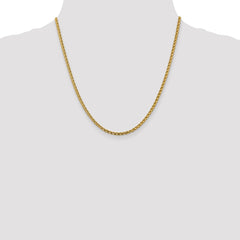 14K Yellow Gold 2.45mm Diamond-cut Open Franco Chain