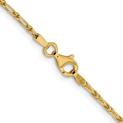 14K Yellow Gold 1.6mm Diamond-cut Long Link Franco Chain