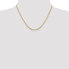 14K Yellow Gold 1.6mm Diamond-cut Long Link Franco Chain