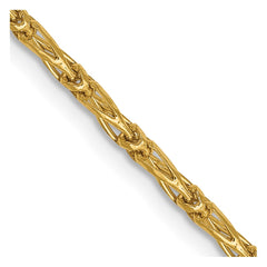 14K Yellow Gold 1.6mm Diamond-cut Long Link Franco Chain