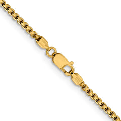 Cadena de caja redonda semisólida con corte de diamante de 1,85 mm de oro amarillo de 14 quilates