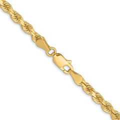 Cadena de cuerda con corte de diamante de 3,75 mm de oro amarillo de 14 quilates