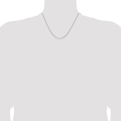 Cadena de caja cóncava de oro blanco de 14 quilates de 1,3 mm