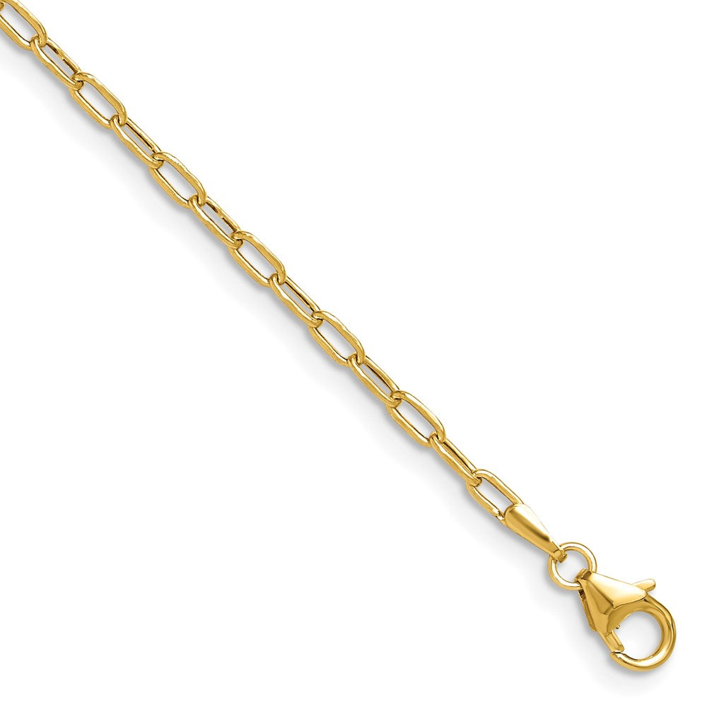 14K Yellow Gold 2.2mm Semi-Solid Beveled Diamond-cut Paperclip Chain