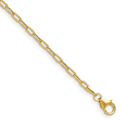 14K Yellow Gold 2.2mm Semi-Solid Beveled Diamond-cut Paperclip Chain