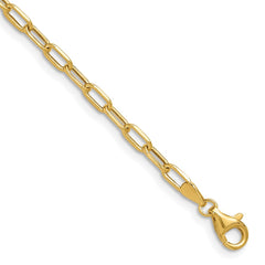 14K Yellow Gold 3.0mm Semi-Solid Beveled Diamond-cut Paperclip Chain