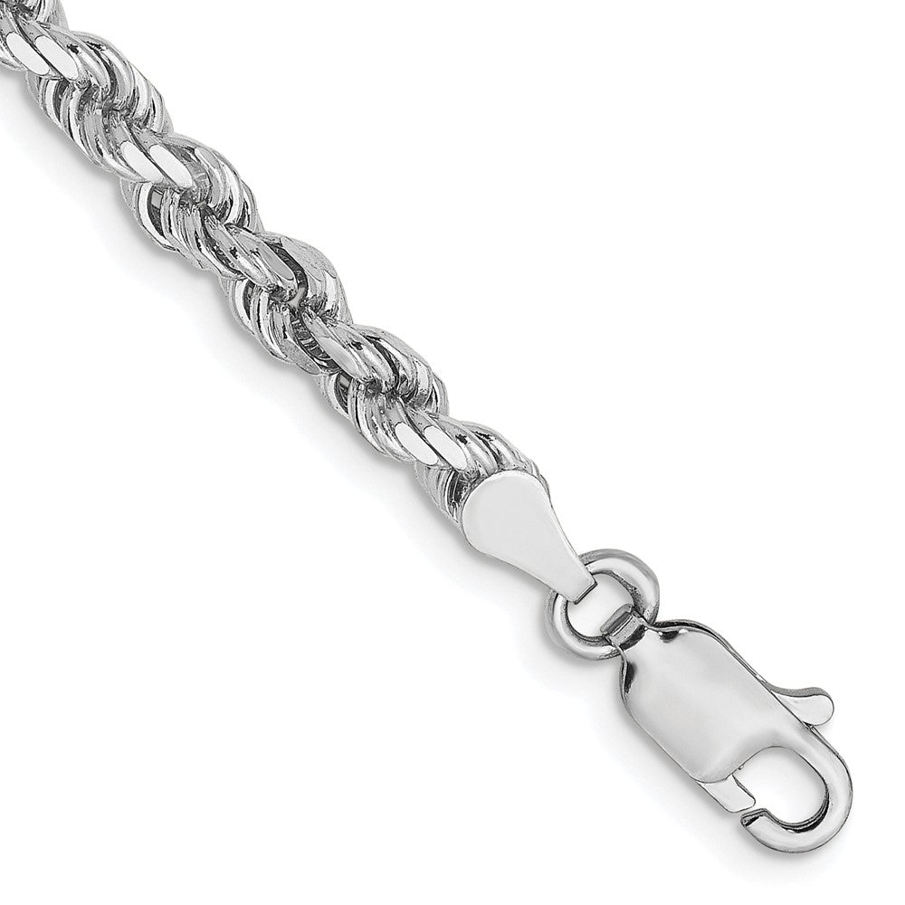 14K White Gold 3.5mm Diamond-cut Rope Chain