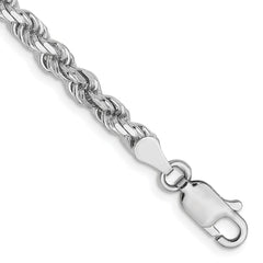 14K White Gold 3.5mm Diamond-cut Rope Chain