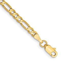 14K Yellow Gold 3mm Concave Open Figaro Chain