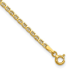 14K Yellow Gold 2.4mm Semi-Solid Anchor Chain