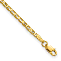 14K Yellow Gold 2.4mm Concave Anchor Chain