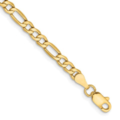 14K Yellow Gold 3.5mm Semi-Solid Figaro Chain