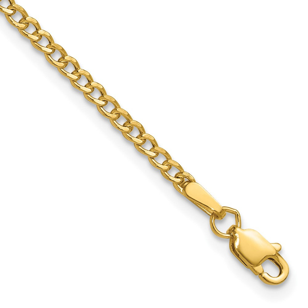 14K Yellow Gold 2.5mm Semi-Solid Curb Chain