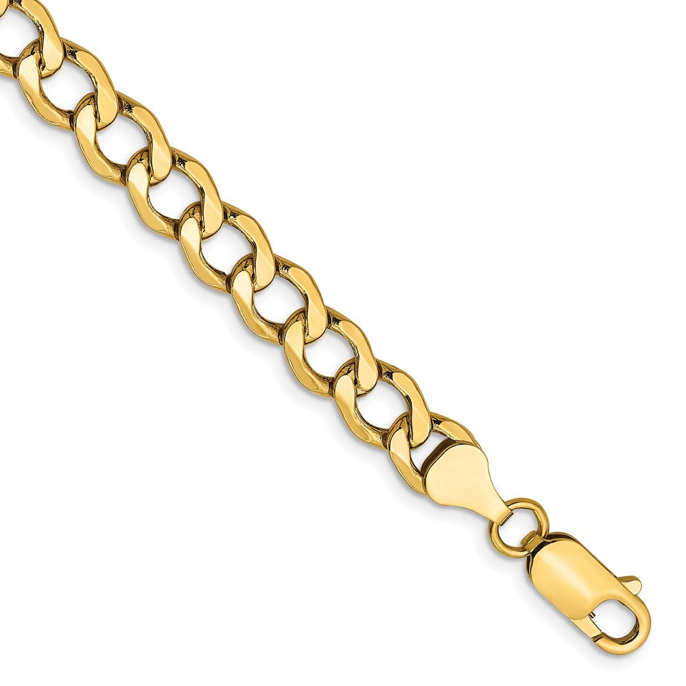 14K Yellow Gold 6.5mm Semi-Solid Curb Chain