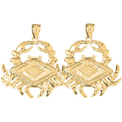 Yellow Gold-plated Silver 29mm Crab Earrings