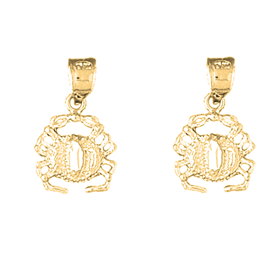 14K or 18K Gold 19mm Crab Earrings