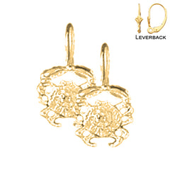 Pendientes de cangrejo de plata de ley de 14 mm (chapados en oro blanco o amarillo)