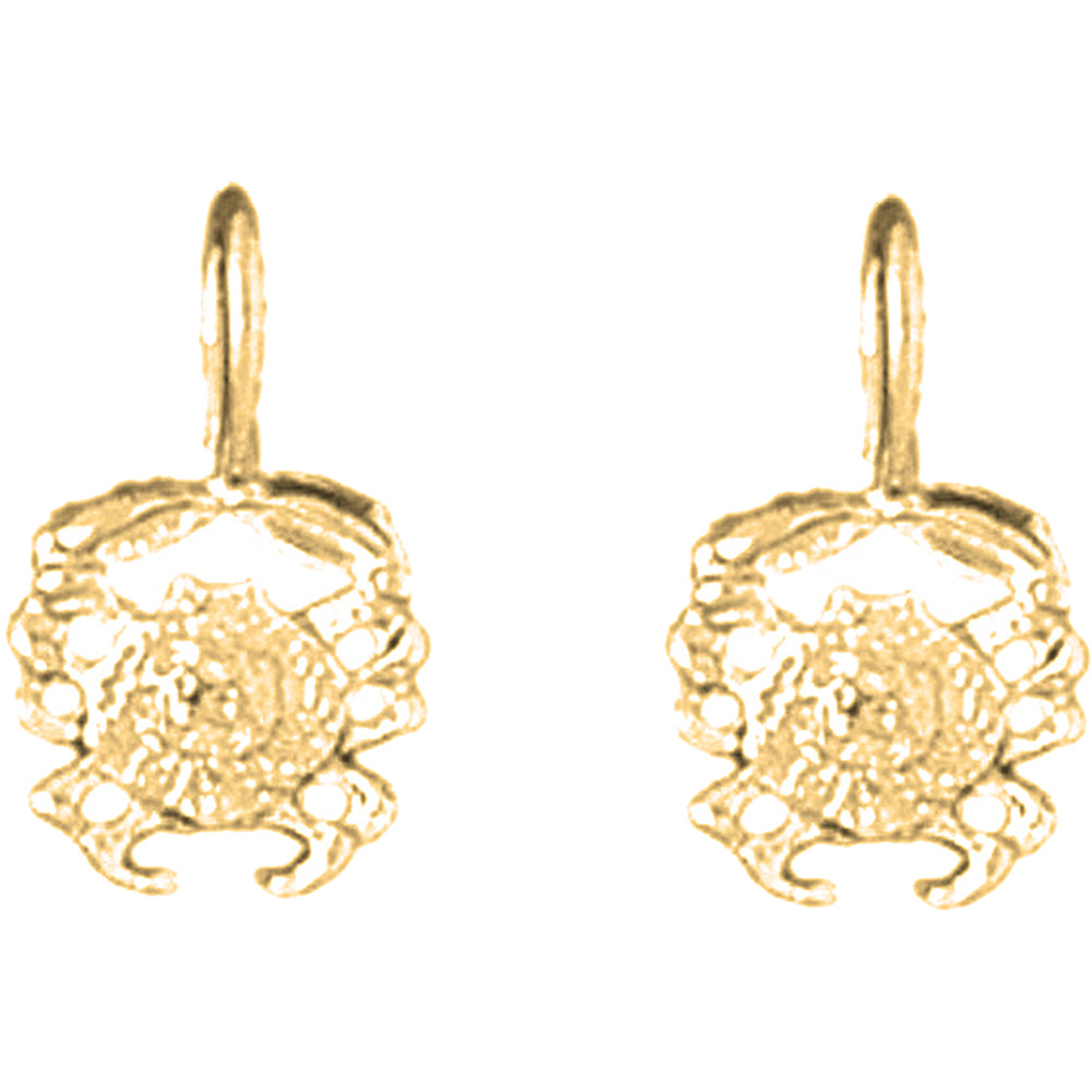 14K or 18K Gold 14mm Crab Earrings