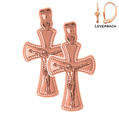 14K or 18K Gold Crucifix Earrings