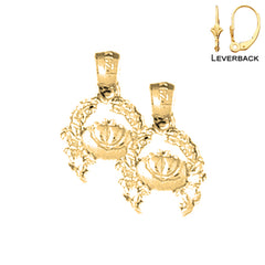 Sterling Silver 17mm Crab Earrings (White or Yellow Gold Plated)
