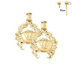 14K or 18K Gold Crab Earrings