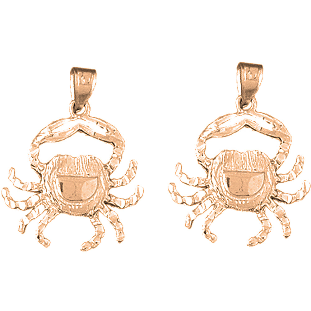 14K or 18K Gold 26mm Crab Earrings