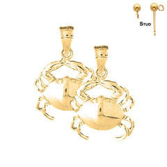 Sterling Silver 24mm Crab Earrings (White or Yellow Gold Plated)