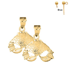 Sterling Silver 32mm Crab Earrings (White or Yellow Gold Plated)