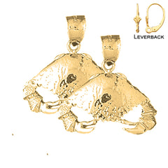 Pendientes de cangrejo de plata de ley de 21 mm (chapados en oro blanco o amarillo)