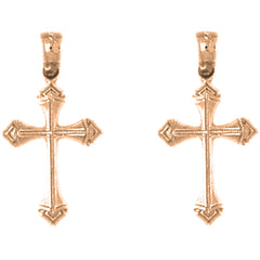 14K or 18K Gold 23mm Passion Cross Earrings