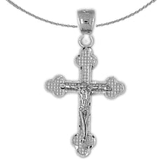 14K oder 18K Gold Knospen Kruzifix Anhänger